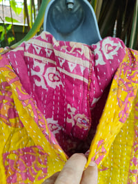 Image 6 of FESTIE Kantha Hoodie with pocket -yellow pink