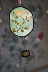 seafoam & yellow pressed flower drop