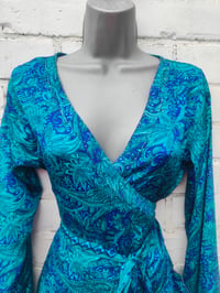 Image 5 of Wrap Dress- Henna green blue m-l