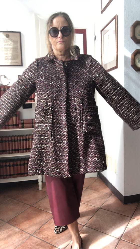 Image of Party coat boucle' bordeaux