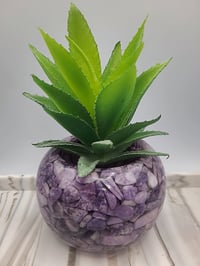 Image 4 of Handmade Resin Bowl with Lepidolite Crystals | Planter | Candle Holder - 3 Sizes