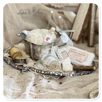 Image 1 of Handmade pin cushion sitting on a silver style tray