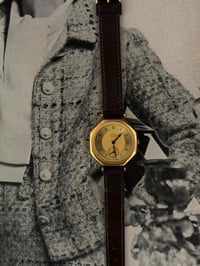 Image 1 of EXTREMELY RARE 1980-90s Citzien Gold Dial Leather Watch 