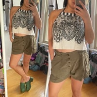 Image 5 of adult M/L large medium high neck adjustable courtneycourtney halter swing crop top shirt tshirt