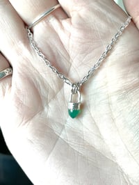 Image 2 of Handmade Sterling Silver Green Onyx Bullet Point Pendant 