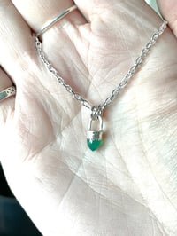 Image 2 of Handmade Sterling Silver Green Onyx Bullet Point Pendant