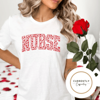 Heart varsity Nurse tee (red writing)