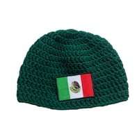 Image 1 of Hunter Green Mexican Flag Fitted Beanie