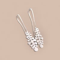 Image 2 of Sterling Silver long seaweed drop earrings.