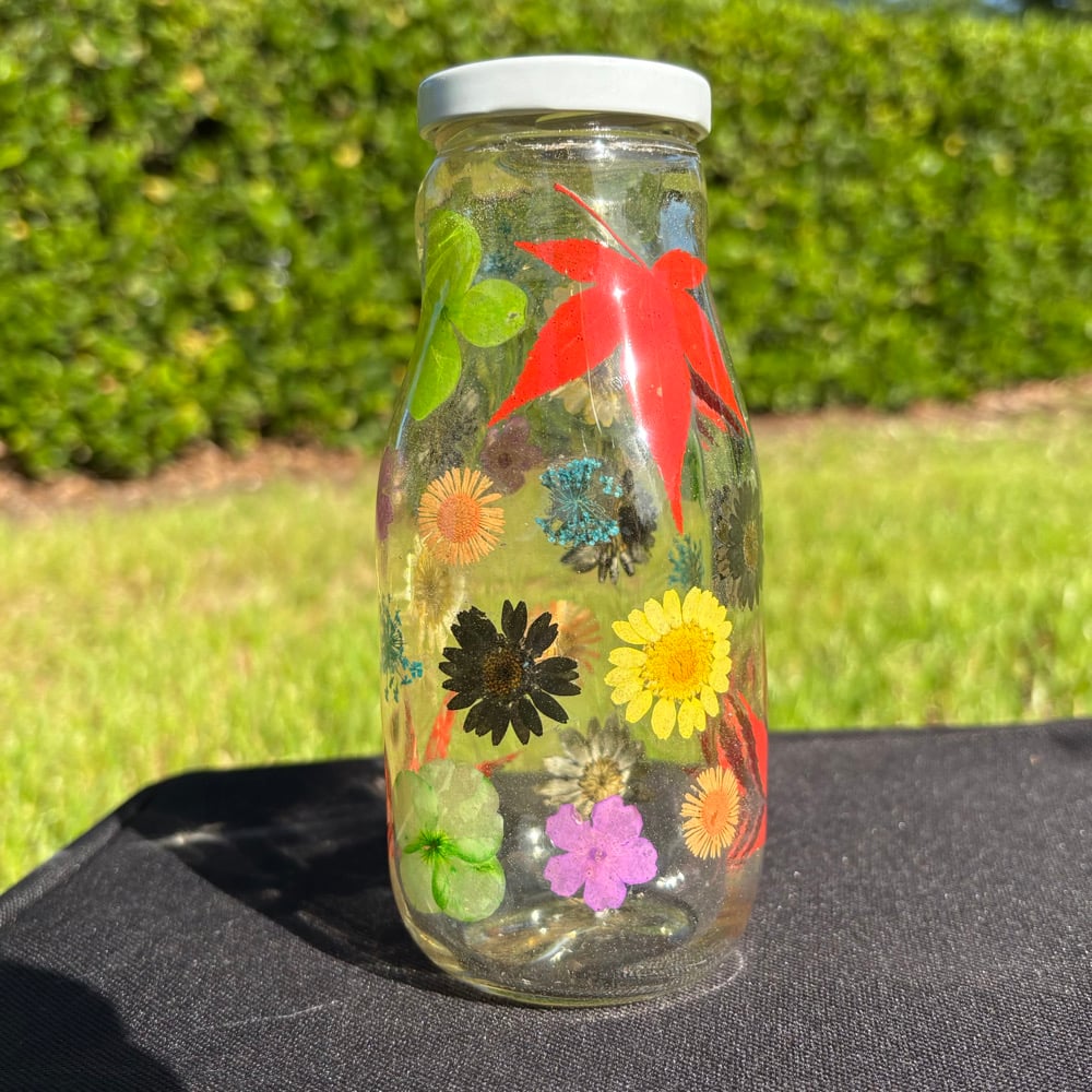 Image of rainbow floral milk jug