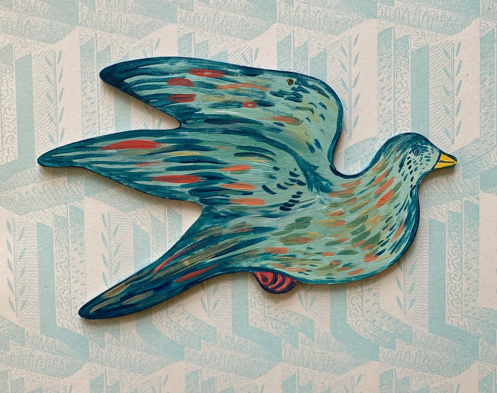 Image of Wooden painted bird Z