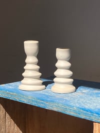Image 2 of Pair of White Candlestick Holders