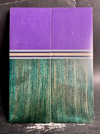 Image 2 of Purple Micarta & Curly Redwood Segmented Knife Scales