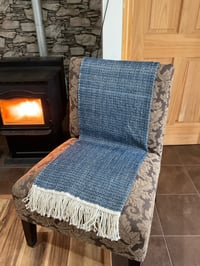 Image 5 of Handwoven “China Blue” Throw.