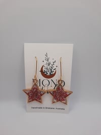 Image 2 of Pressed Flower Red Resin Christmas Earrings