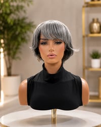 Image 2 of Gwen | Salt & Pepper Layered Pixie Wig | Throw-On & Go | Beginner Friendly | No Lace