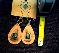 Image 2 of Cork earrings  with glass bead