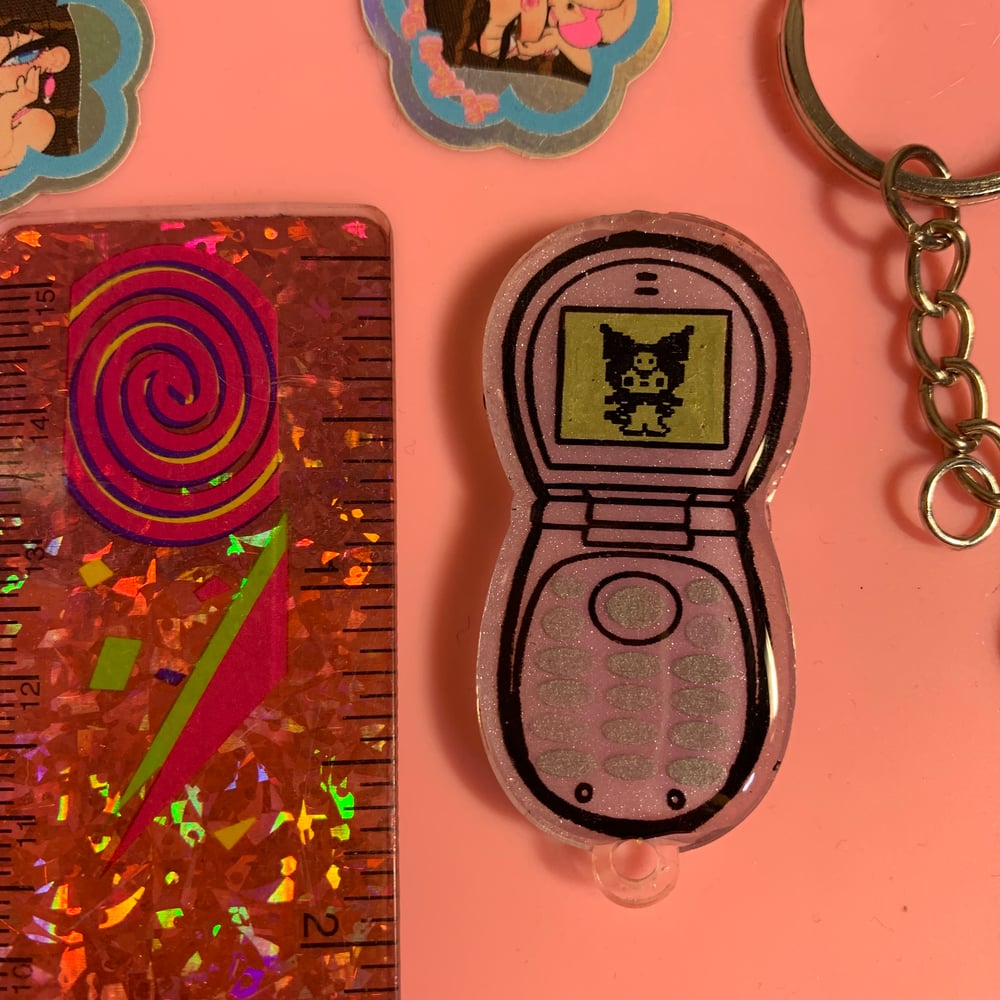 Image of Romi Flip Phone Charm/Keychain 