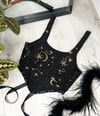 Gold embroidered star and moon corset