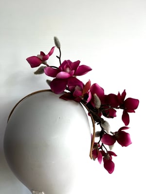 Image of Burgundy magnolia headpiece 