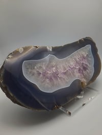 Image 2 of 6.2lb Large Agate with Amethyst Druzy Rough Edge Slab Natural Crystal 