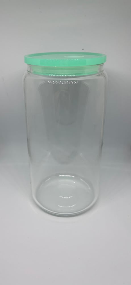 Clear Glass Tumbler (Coloured Lid)