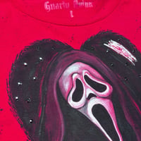 Image 4 of “GHOSTFACE HEART” Custom Hand Painted Baby Tee LARGE