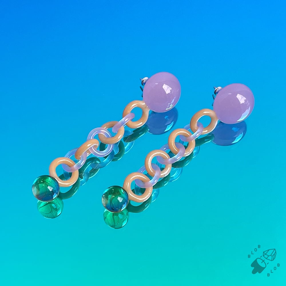 Image of Pink Dot Chain Studs