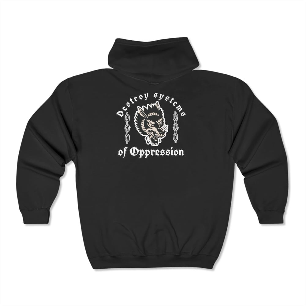 Image of wolf zip up hoodie