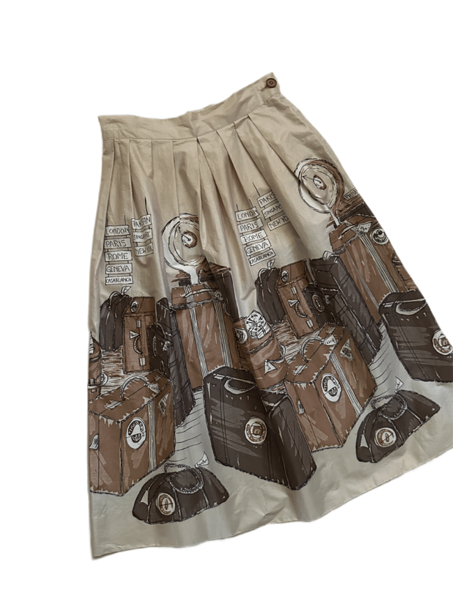 1960s travel luggage souvenir circle skirt 1950s