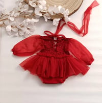 Image 1 of Newborn girls body-dress - red