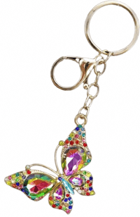 Image 2 of Butterfly Bling Gem Rhinestone Metal Alloy Key Chain