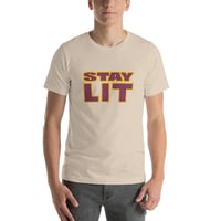 Image 2 of STAY LIT BURGUNDY/GOLD Short-Sleeve Unisex T-Shirt