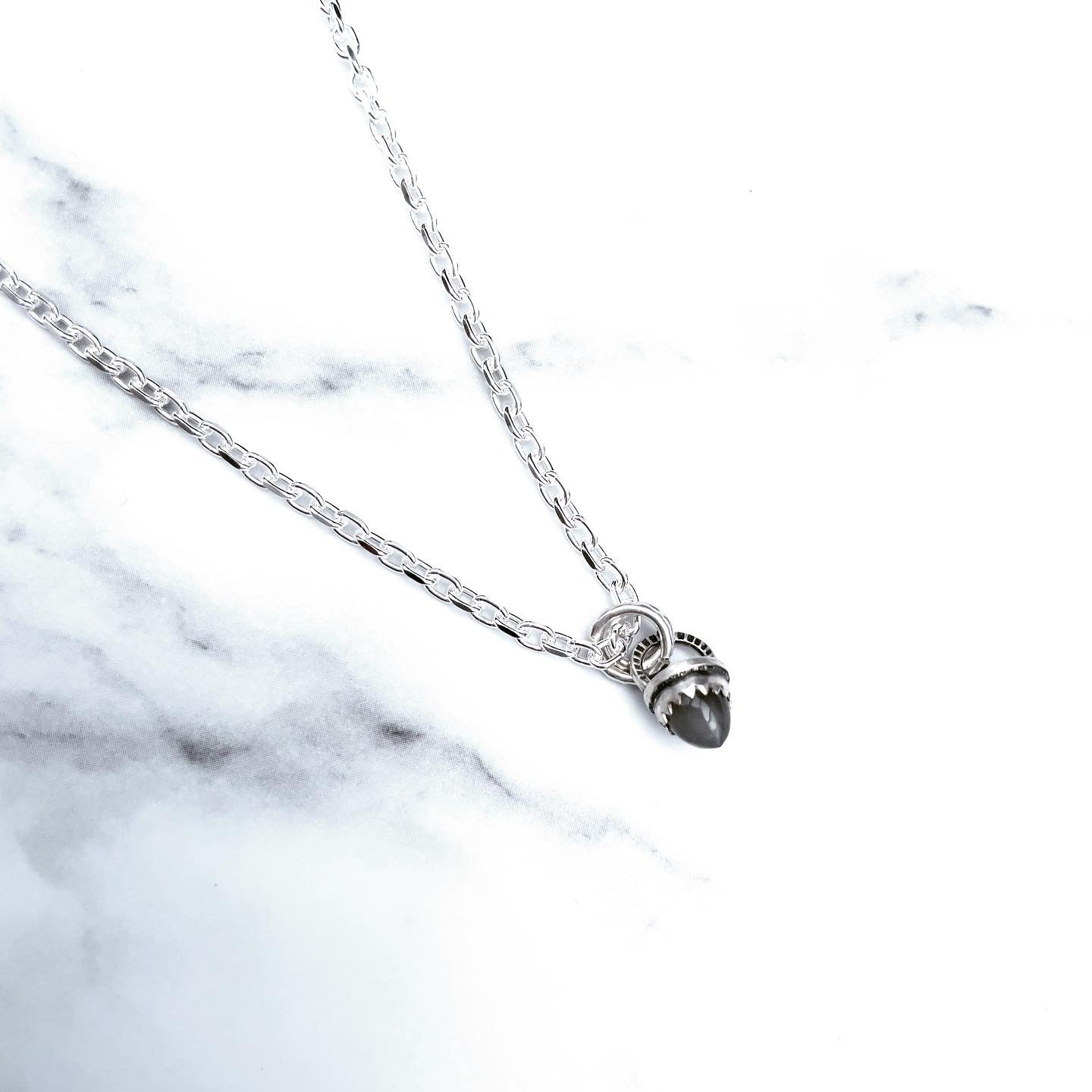 Image of Handmade Sterling Silver Grey Moonstone Bullet Point Pendant 925