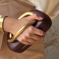 Image 4 of FOREVER MIYIN Women's Vintage Elegant Mini Handbag - Burgundy & Golden Luxury Purse with Magnetic Cl