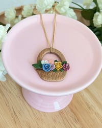 Image 1 of Flower Basket Pendant Necklace