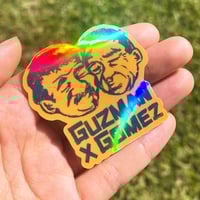 Image 1 of Guzman x Gomez old man yaoi large water resistant vinyl sticker with rainbow holographic finish