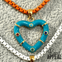Image 4 of Enamel Box Chaim Necklace w/CZ Enamel Heart Charm