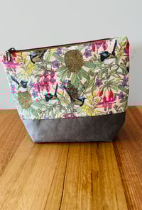 Image 2 of Fabric Zipper Pouch - Blue Wrens