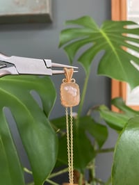 Image 4 of Gold Flower Agate Rectangle Crystal Necklace