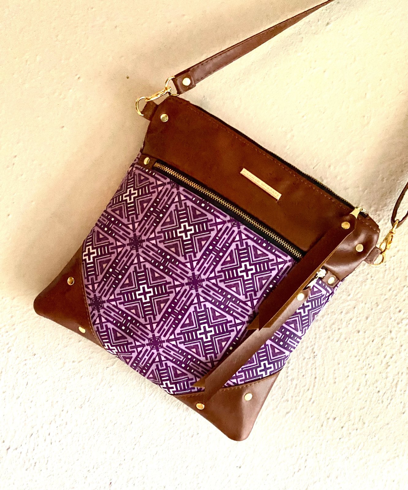 Medium Purple tile crossbody bag | Hannah Wingate Designs