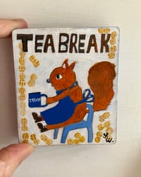 Image 4 of original painting-Squirrel tea break 
