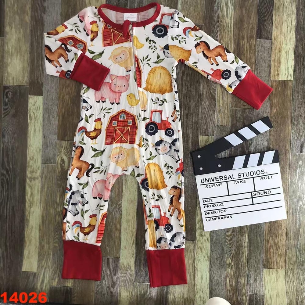 Image of Red farm romper 