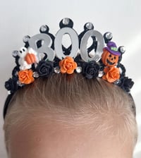 Image 4 of Halloween tiara crown spooky BOO tiara hair accessories Halloween party props