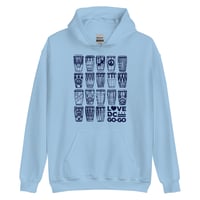Image 1 of LOVE DC GOGO "CONGO PATTERNS" Unisex Hoodie Navy Text (see color options)
