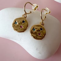Image 5 of Multi coloured glass Nugget Gold Half Hoops