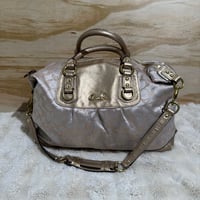 Image 1 of Coach Ashley Metallic Gold Signature Satchel Crossbody Handbag Y2K F15809 Sateen
