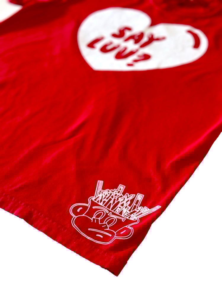 Image of Say Luv? Red Short Sleeve Tee.