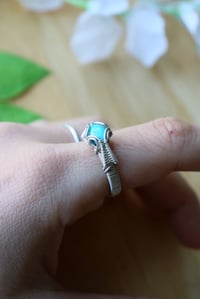 Image 3 of Size 7.5 Turqoise Silver Ring