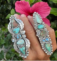 Image 3 of Ride the Sky Sterling Silver 5 Stone Mixed Turquoise Statement Ring 8.5